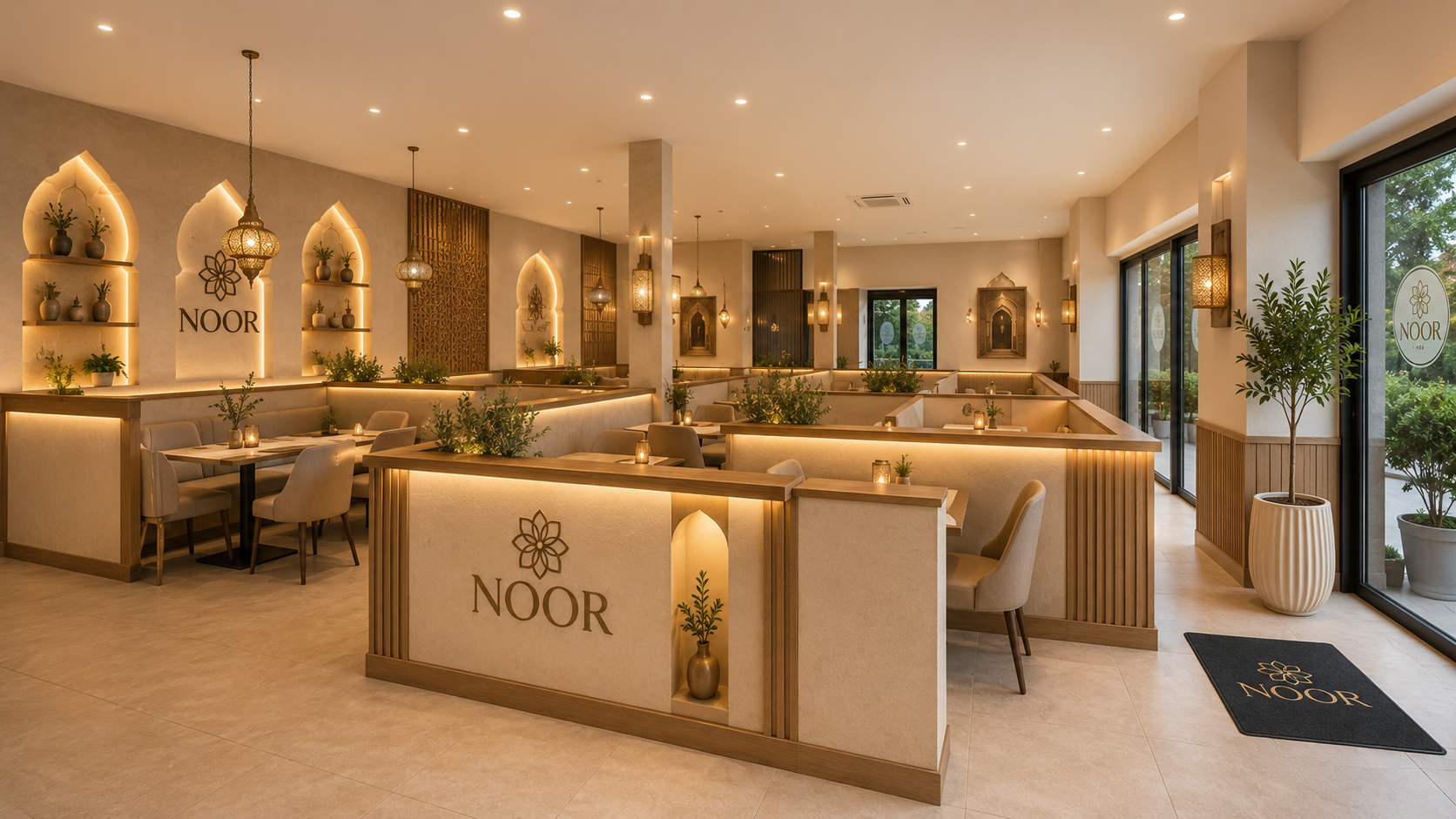 Intérieur Noor — salle pensée comme un salon